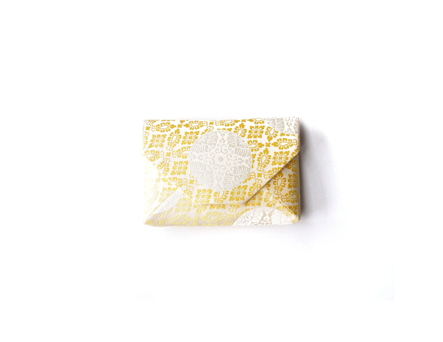 Heishichi's Favorite Sukiya-bukuro - Light Yellow Hollyhock Pattern with Butterfly Crest on top - (Sakai-machi Mikadomae Heishichi)