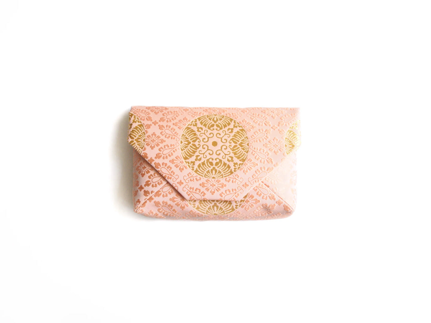 Heishichi's Favorite Sukiya-bukuro - Light Pink Hollyhock Pattern with Butterfly Crest on top - (Sakai-machi Mikadomae Heishichi)