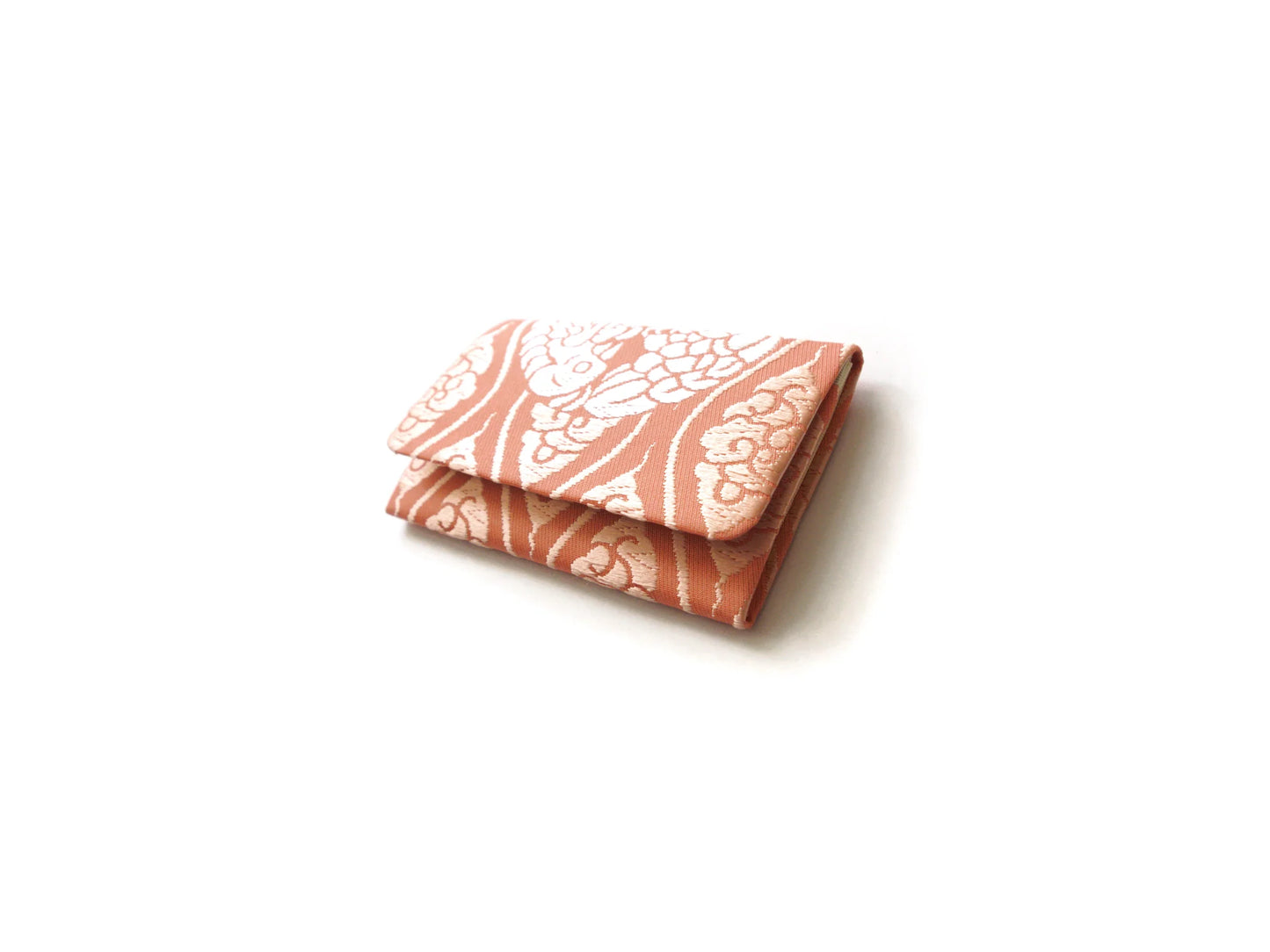 Yusoku-mon Business Card Holder with Floating Weave - Parrots flying towards a cloud-like ground pattern with light pink color - (Sakai-machi Mikadomae Heishichi)