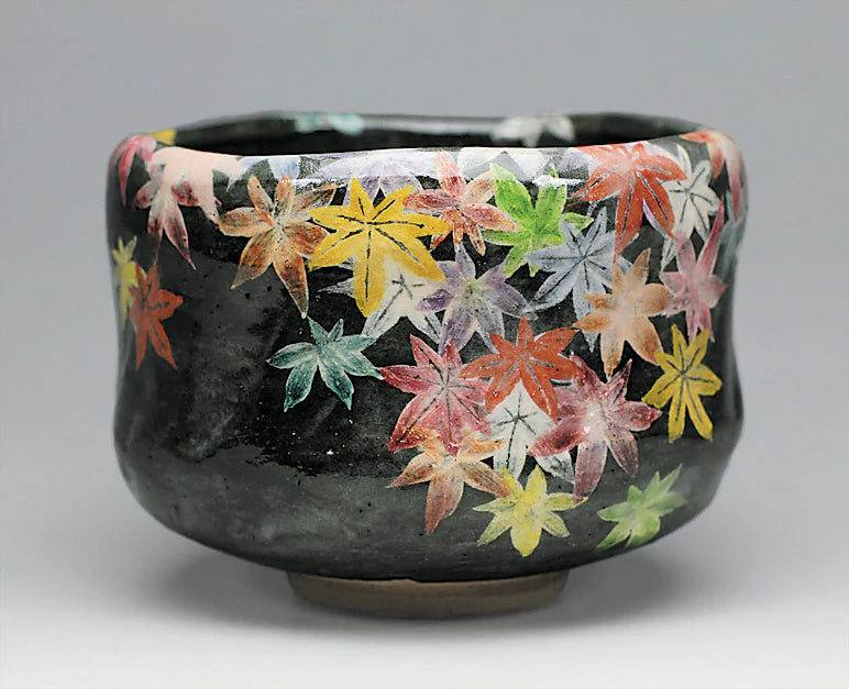 Colorful autumn leaves - Tea bowl (Yoshimura Rakunyu)