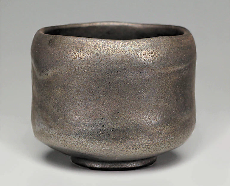 A reproduction of Chojiro "Hage" - Kuroraku tea bowl (Yoshimura Rakunyu)