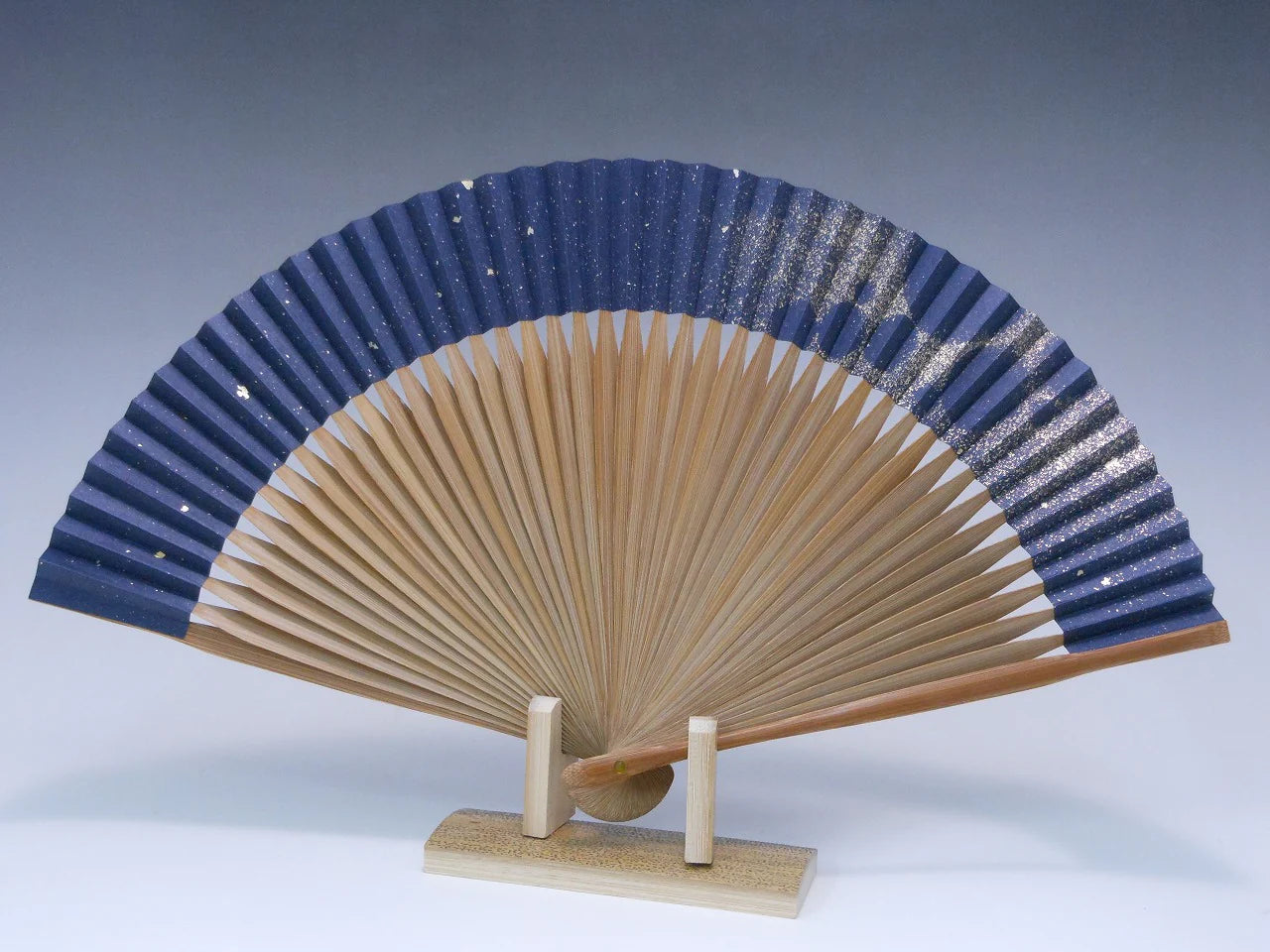 Women's Summer Fan - Hakudō Series - Powder Foil - Dark Navy ( Yamatake Senpo)