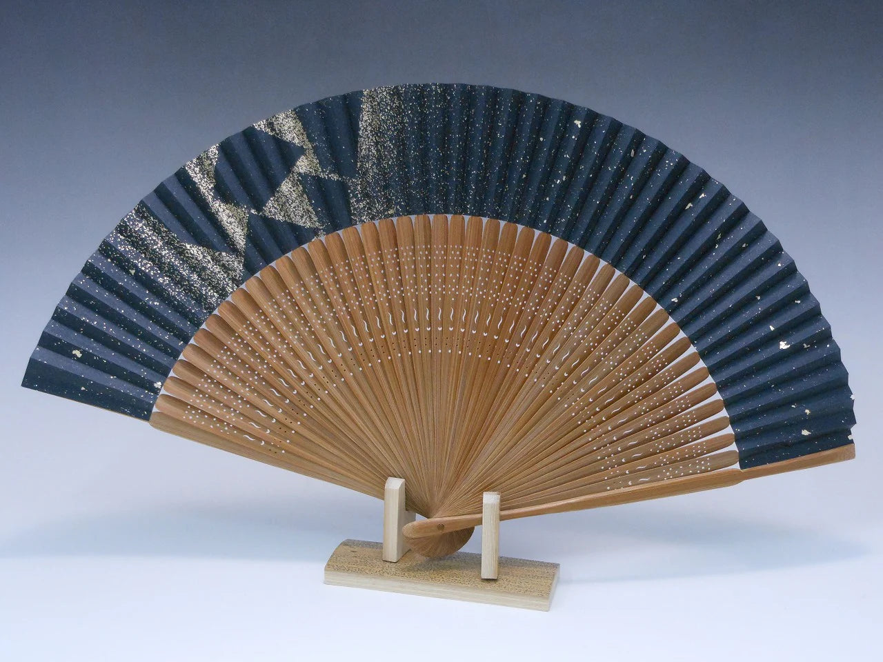 Men's Summer Fan - Hakudō Series - Powder Foil - Black ( Yamatake Senpo)