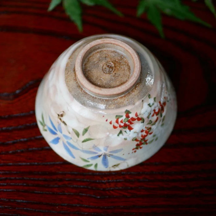 Seasonal Flowers –Rice Bowl – Plum, Cherry Blossom, Clematis, Japanese Bush Clover – (Shunzan-gama)