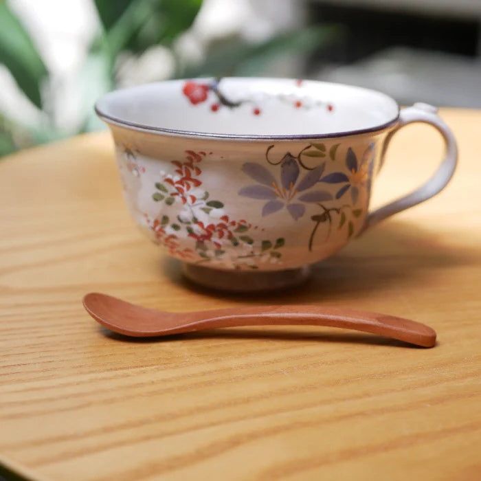 Seasonal Flowers – Soup Cup – Plum, Cherry Blossom, Clematis, Japanese Bush Clover – (Shunzan-gama)