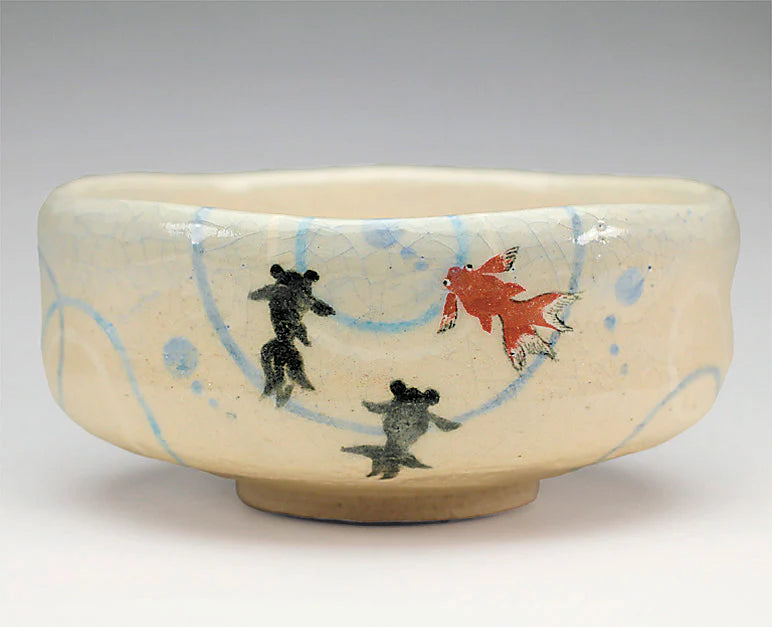 Picture of goldfish - Batarai Tea bowl (Yoshimura Rakunyu)