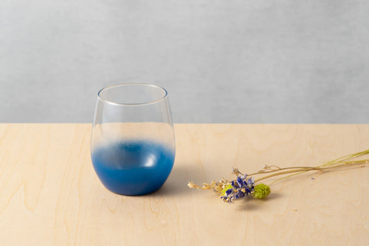 Lacquer Glass 'Hanahiraku' Tumbler Small (Blue) Lacquer Work