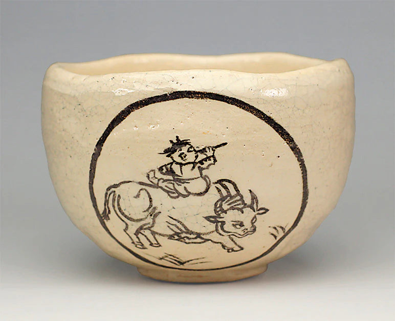 Picture of an ox returning home - Tea bowl (Yoshimura Rakunyu)