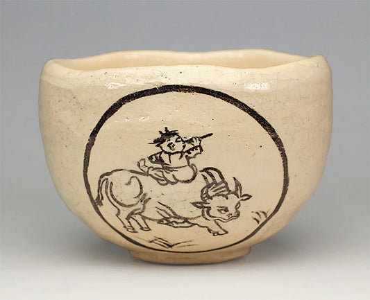 Picture of an ox returning home - Tea bowl (Yoshimura Rakunyu)