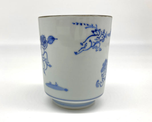 Blue and White Painted Chōjū Giga - Large Teacup (Kyoyaki Ganka)