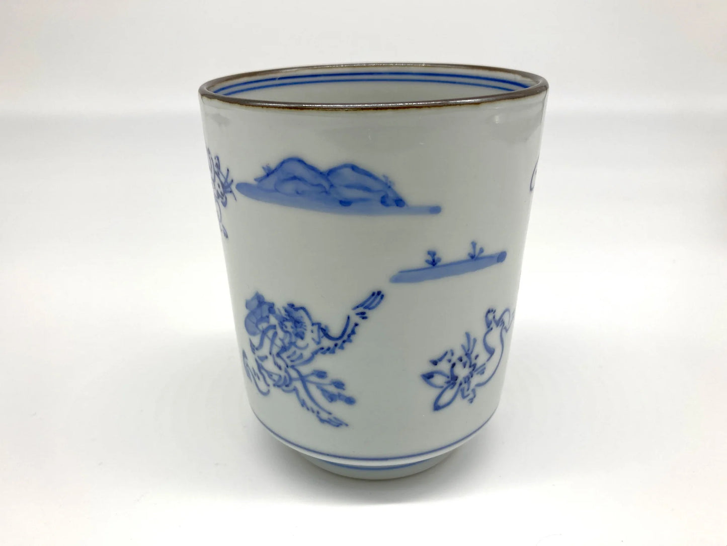 Blue and White Painted Chōjū Giga - Large Teacup (Kyoyaki Ganka)