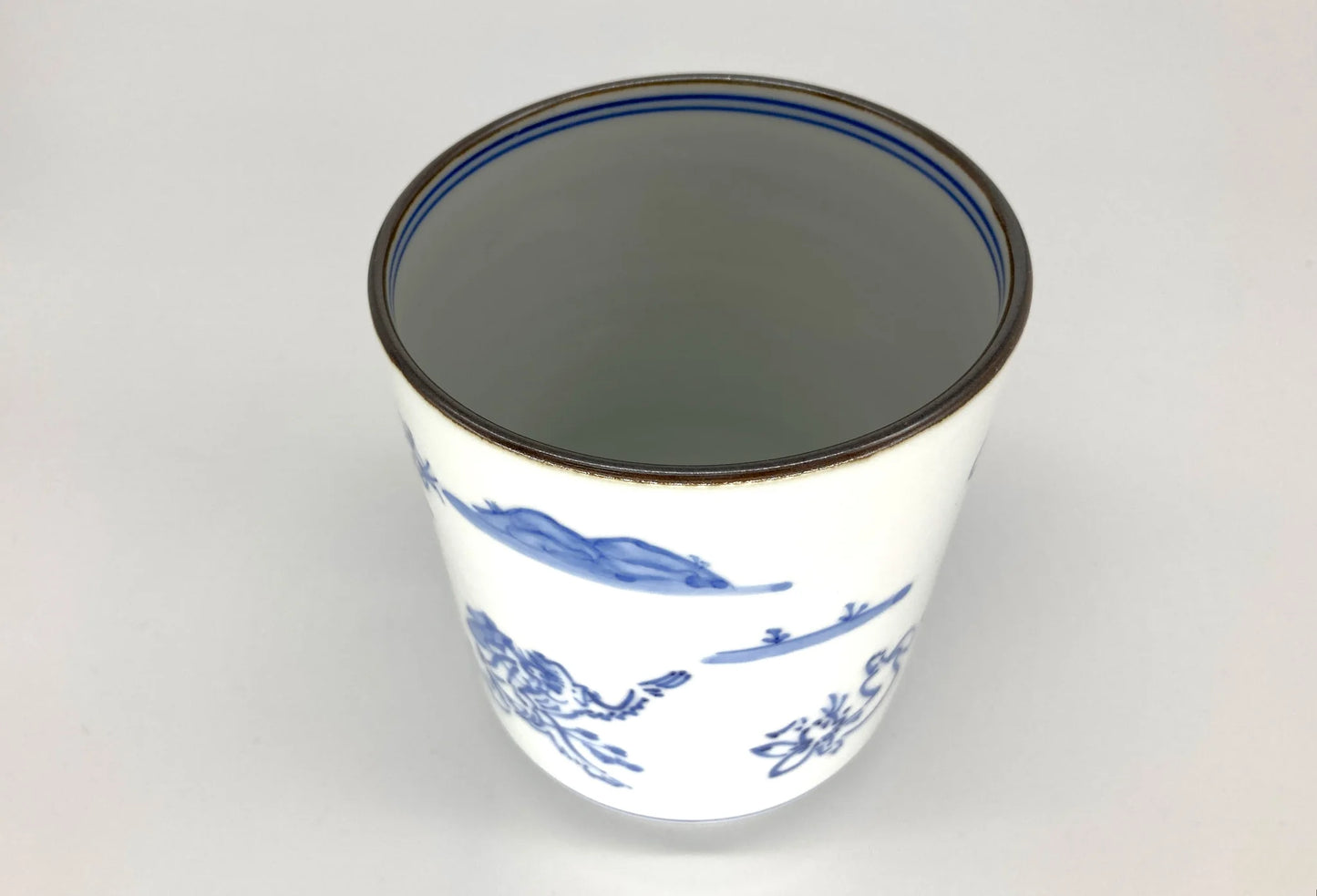 Blue and White Painted Chōjū Giga - Large Teacup (Kyoyaki Ganka)