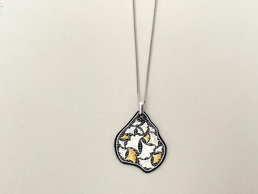 Pendant: Pear Shape - Ginkgo and Line Dot (Nakajima-Zougan)