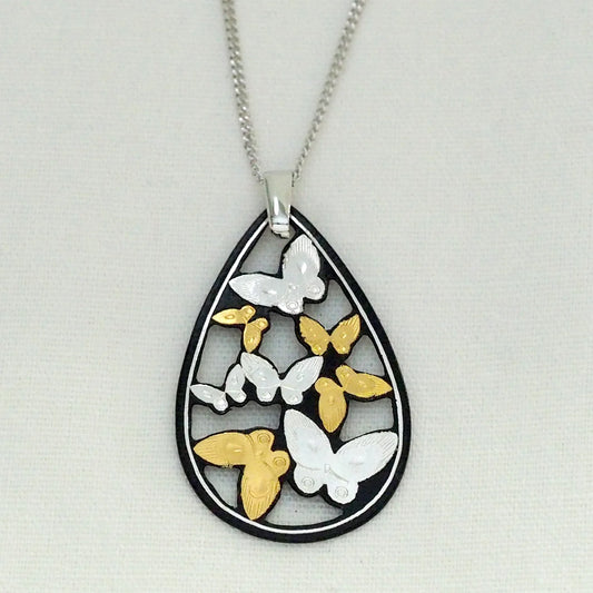 Pendant: Droplet Shape - Cutout Butterfly (Nakajima-Zougan)